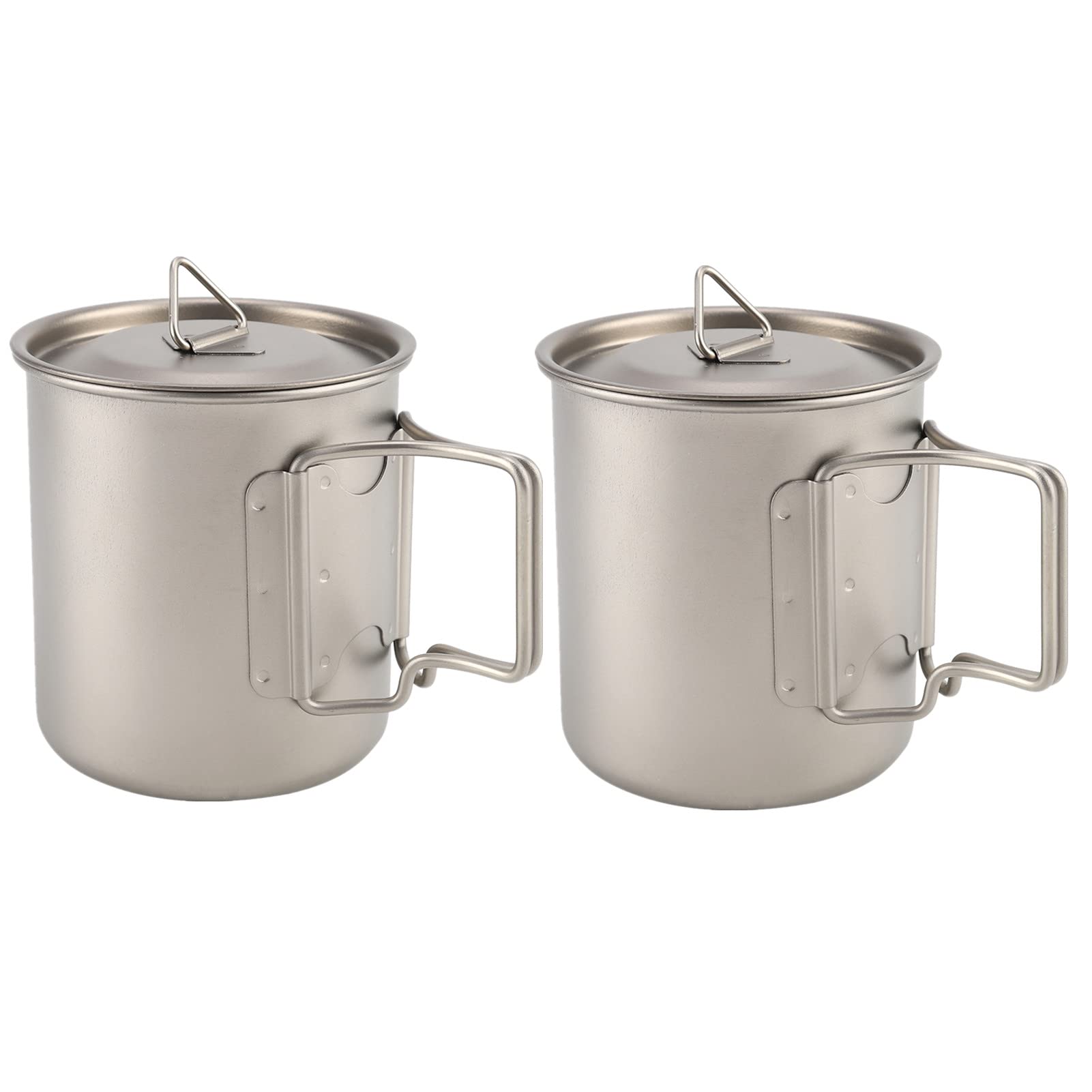 Tasse à café en titane 2 pièces, tasse de camping en titane avec couvercle poignée pliable tasse à café portable tasse à bière en métal 14.2 oz/420 ml