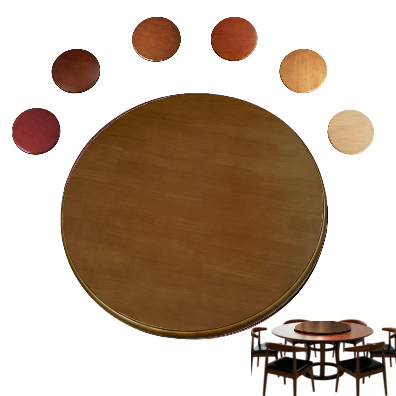 GGJYSYYK Lazy Susan Turntable Brown Rotating Tray Round Serving Plate Tabletop Rotating Easy-To-Install Tray Round Tabletop Serving Plate for Restaurants, Hotels And Party,C,70cm