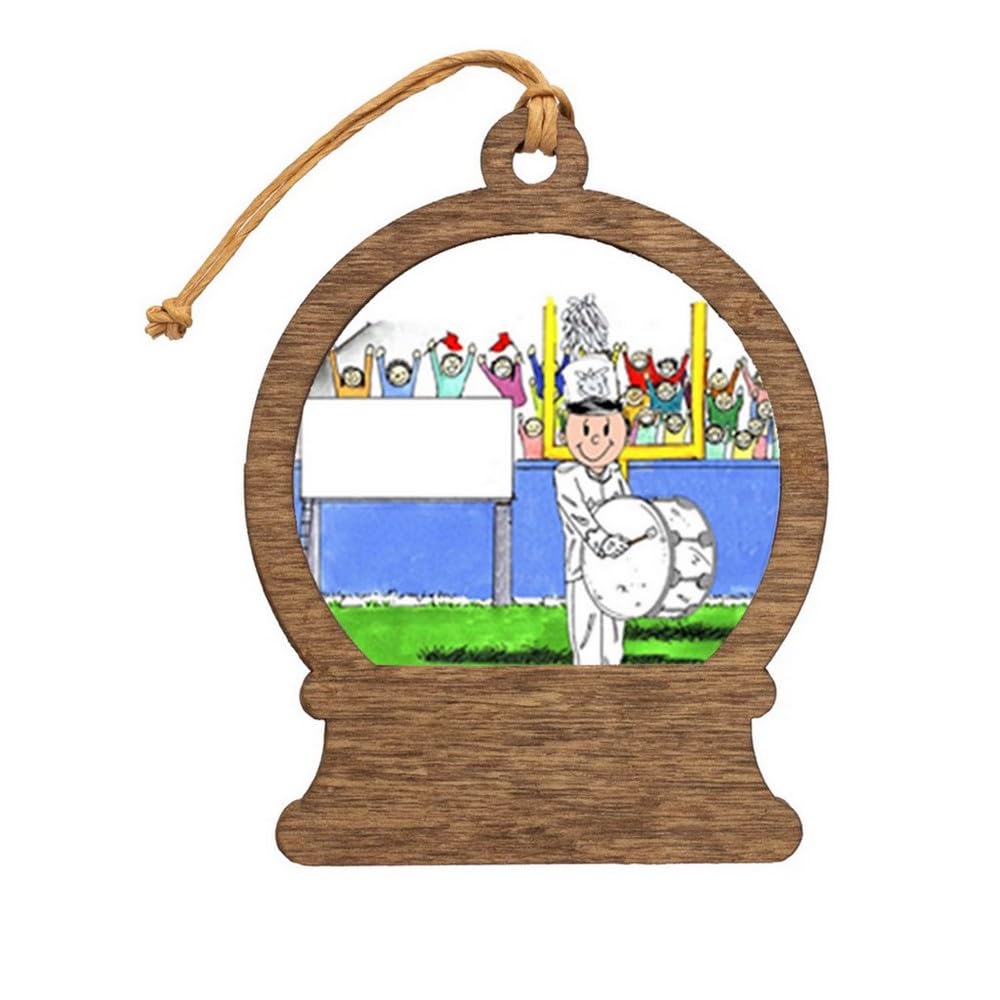 PrintedPerfection.com Personalized Band, Bass Drum - Male Wooden Snow Globe Shaped Christmas Ornament