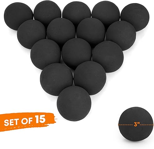 Miniatura 2 de Stanbroil Bolas de Cerámica - Piedras de Fuego Redondas de 3" para Hoguera, Tazón de Fuego y Chimenea - Juego de 15, Negro