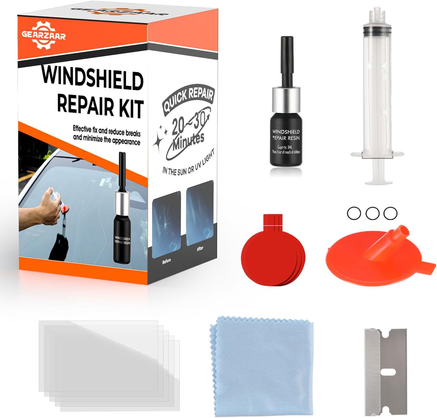 GEARZAAR Glass Windshield Repair Tool Kit Fix Car Wind Glass Windscreen