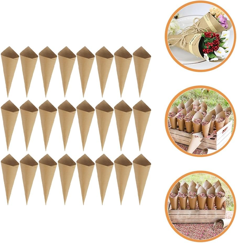 Gadpiparty 120pcs Paper Conesfor Flower Petals, for Wedding Confetti Flower Paper Cones Party Favor Holders, Small Bouquets Candy and Petal