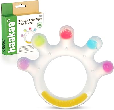 Haakaa Dinky Digits – Mordedor de palma, juguetes de dentición para bebés, mordedores de silicona de grado alimenticio para bebés