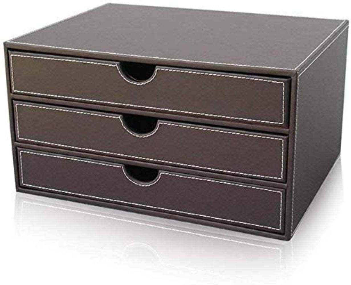 Scaffale per Documenti, 3 Cassetti Vassoio Armadio Multifunzione in Pelle Armadio per Desktop Manager Armadio Di Sicurezza Armadio per Archiviazione,un