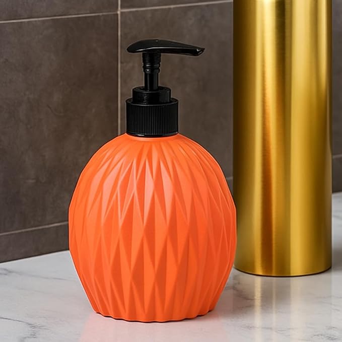 BENAVJI Outdoor Living Dimond Cut Design Liquid Soap Dispenser, 300ml, Multipurpose Refillable Plastic Pump for Hand Wash, Dish Wash, Shampoo, Kitchen, Bathroom, and Household Use