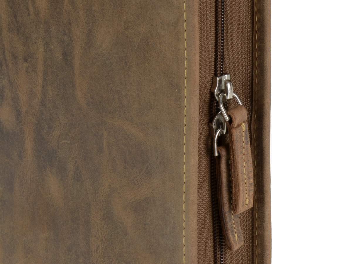 Greenburry Terminplaner A5 (23x26cm) Leder Terminkalender Vintage antik braun mit Reißverschluss inkl Kalender 2025
