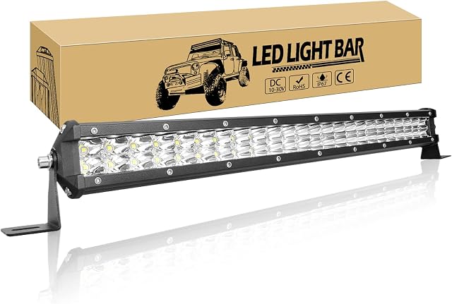 Willpower 51cm 20 inch 144W LED Light Bar 12V 24V Slim Single Row Driving Off Road Lights IP67 Waterproof Spot Beam Work Fog Lamps for 4X4 Offroad Truck Car ATV SUV Vehicle Boat Lighting