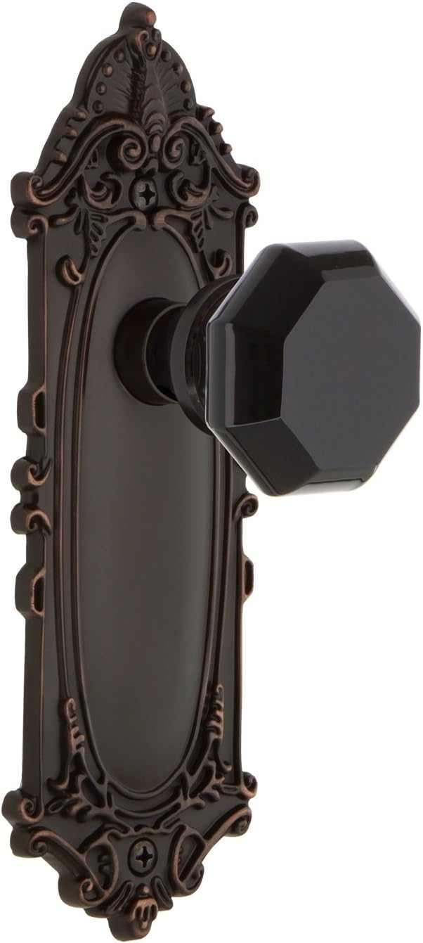 Nostalgic Warehouse 722692 Victorian Plate Single Dummy Waldorf Black Door Knob in Oil-Rubbed Bronze
