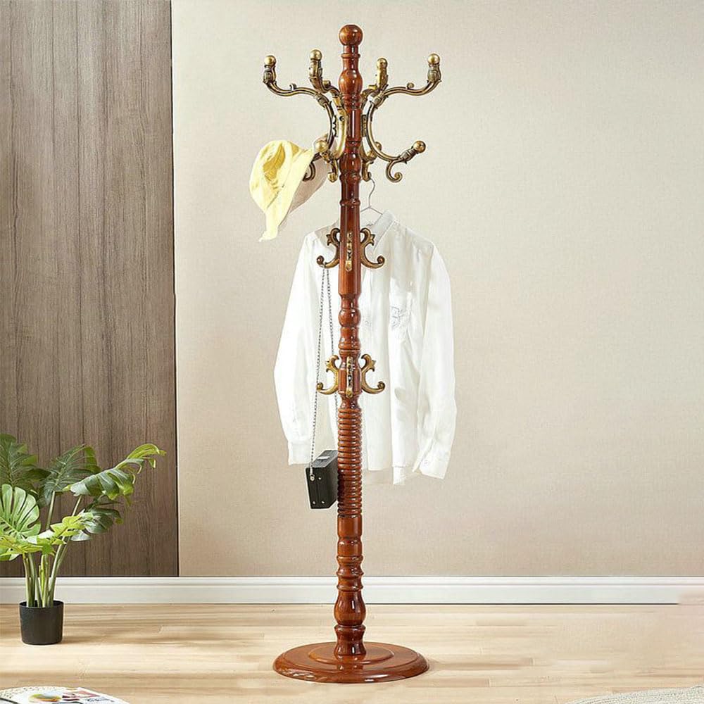 Porte-Manteau en Bois Vintage Autoportant Rangement Couloir 185cm