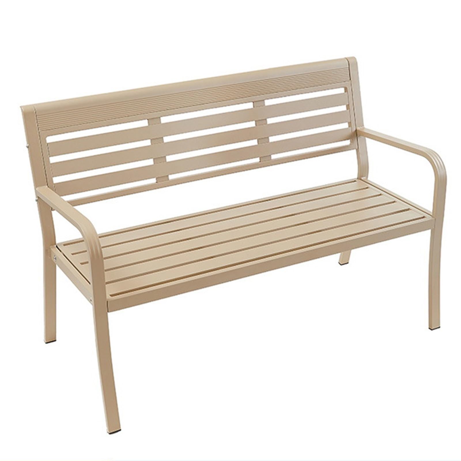 YLLSMGS Gartenbank Gartenbänke Wetterfest Terrassenbank aus Metall mit Armlehne für Hinterhof, Terrasse, Rasen, Poolpark(Beige) Garten