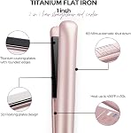 Rozamor Lève-cheveux en fer plat en titane, 1 Outil de stylage à double tension de chauffage rapide de pouce, 2 en 1 Redresseur & Curler pour tous les types de cheveux, rose