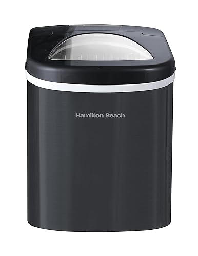 Hamilton Beach Máquina compacta para hacer hielo de acero inoxidable rojo