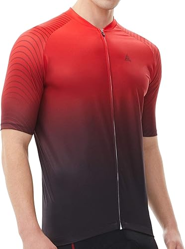 Hikenture Camiseta de ciclismo para hombre, manga corta, cremallera completa, con 3 bolsillos, camiseta de ciclismo transpirable