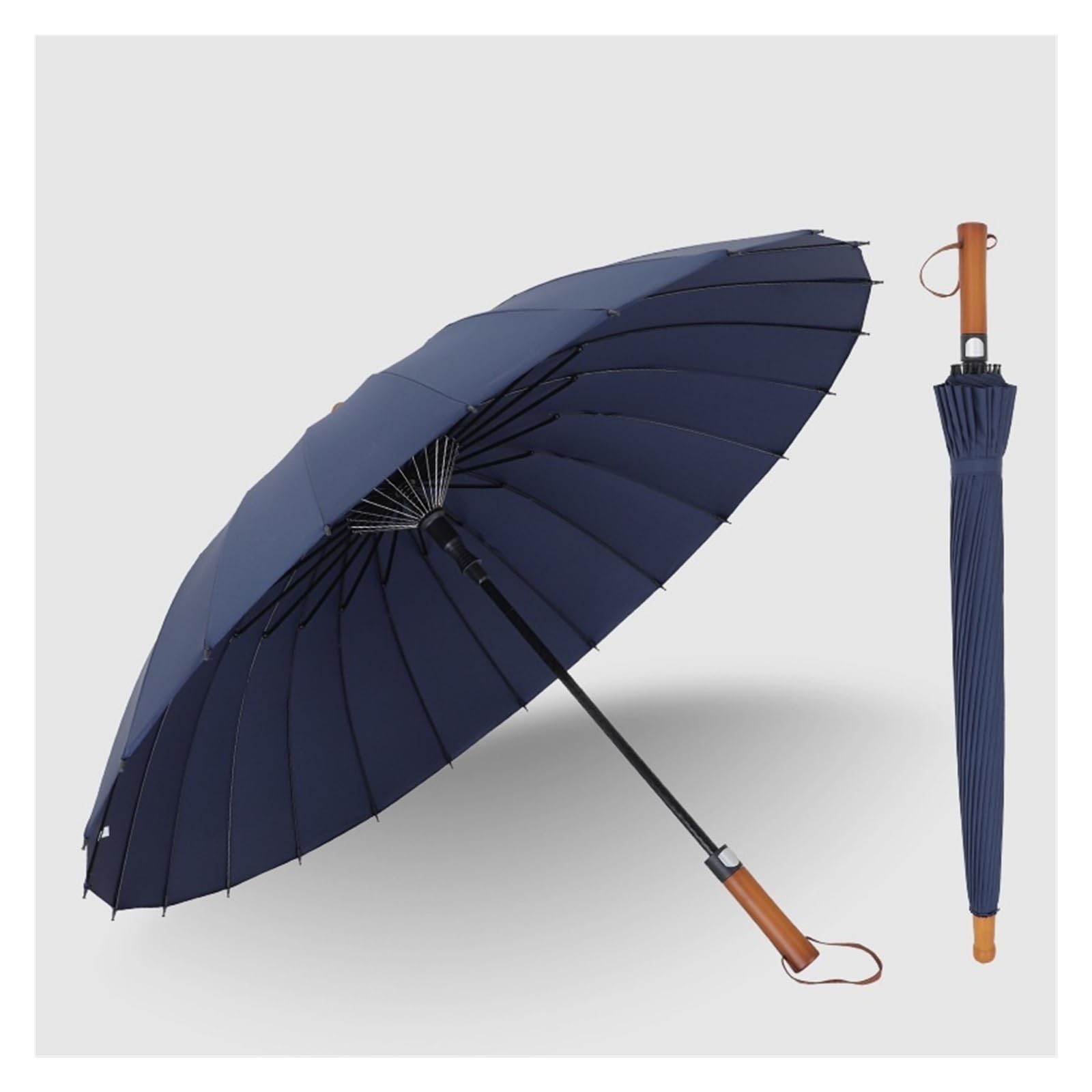 Parapluie long contre le vent et la pluie avec sa structure 24 os solide