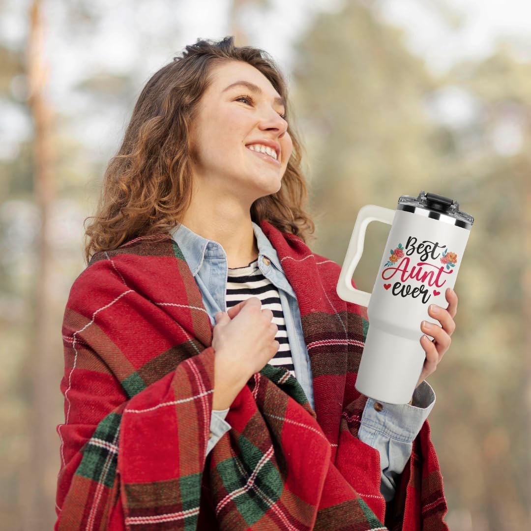 Vivulla68 Best Aunt Ever Tumbler 40Oz With Handle, Aunty Gifts from Niece Nephew, Best Auntie Ever Present, Aunty Cup, Funny Drinking Cups Ideas For Her, Gift for Auntie - Image 6