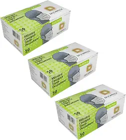 Kit Com 3 Caixa De Máscara Descarpack Tripla Descartável Com Elástico Branca 150 Unidades