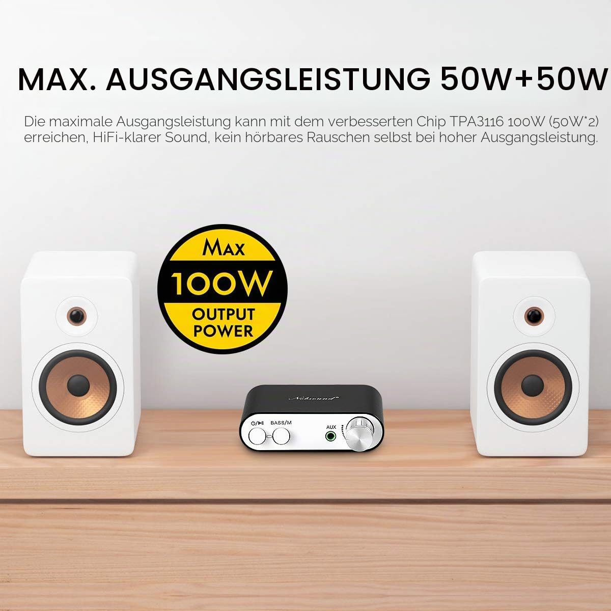 Nobsound NS-10G Mini Bluetooth 5.0 Digitaler Stereo Verstärker 100W HiFi Power Amp mit Netzteil (Schwarzes)