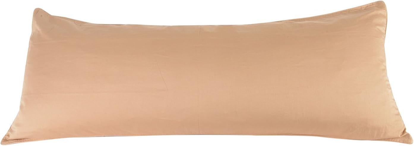 Camel Fit 20"x48" 100% Cotton Body Pillow Pillowcase Cover 400 Thread Count with Double Sided Zippers Assemble in USA