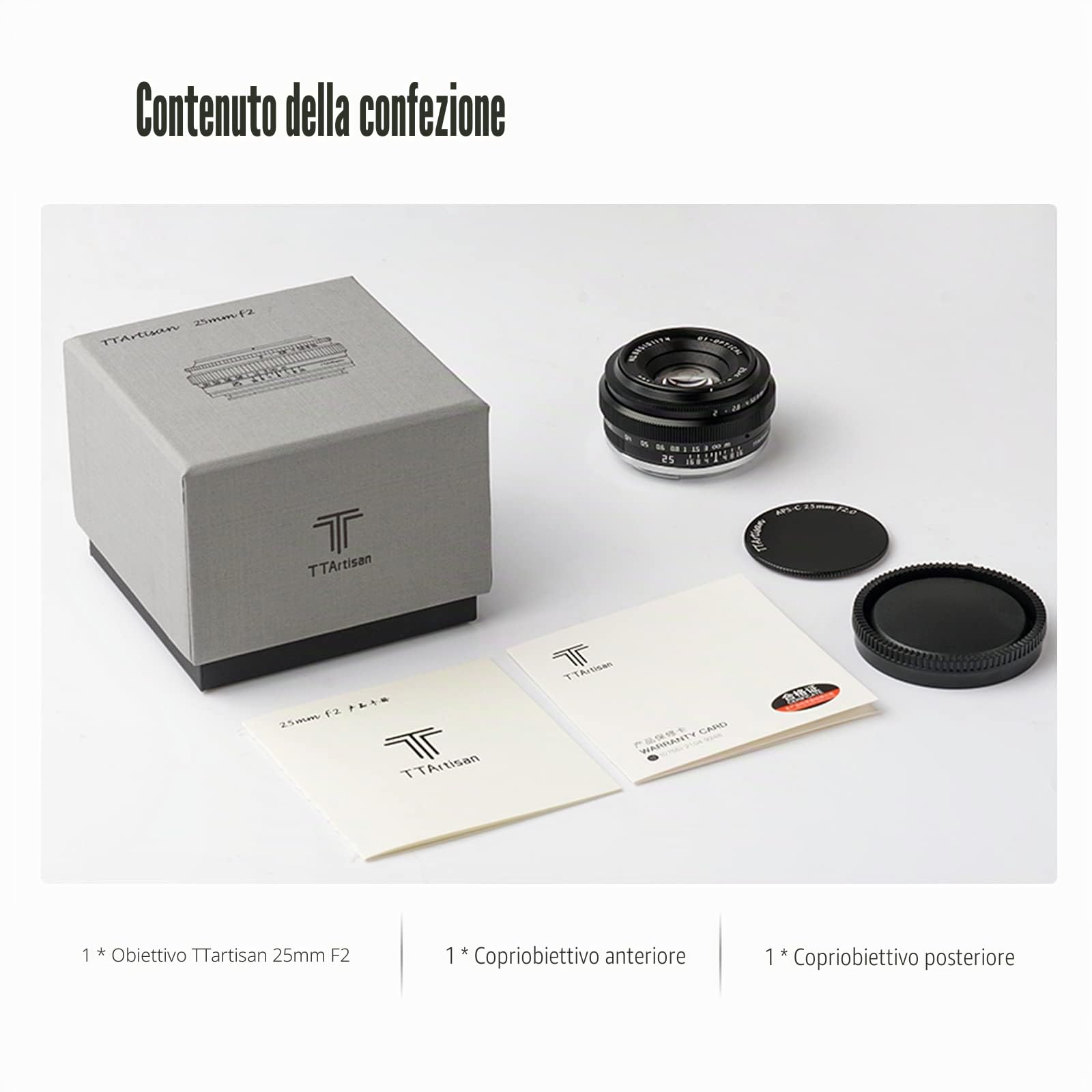 TTartisan 25mm F2 obiettivo grandangolare manuale, compatibile con fotocamere mirrorless Fuji X-Mount X-PRO2 X-E1 X-E2 X-E3 X-H1 X-T1 X-T10 X-T2 X-T3 X-T20 X- T30 X-T100 X-A1 X-A10 X-A2 X-A3 X-A5