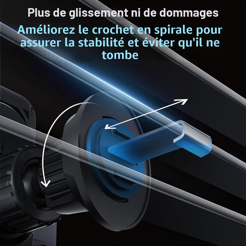 Chargeur de voiture sans fil 15 W et support de téléphone, support de chargeur de voiture sans fil, serrage automatique, installation de sortie d'air (noir)