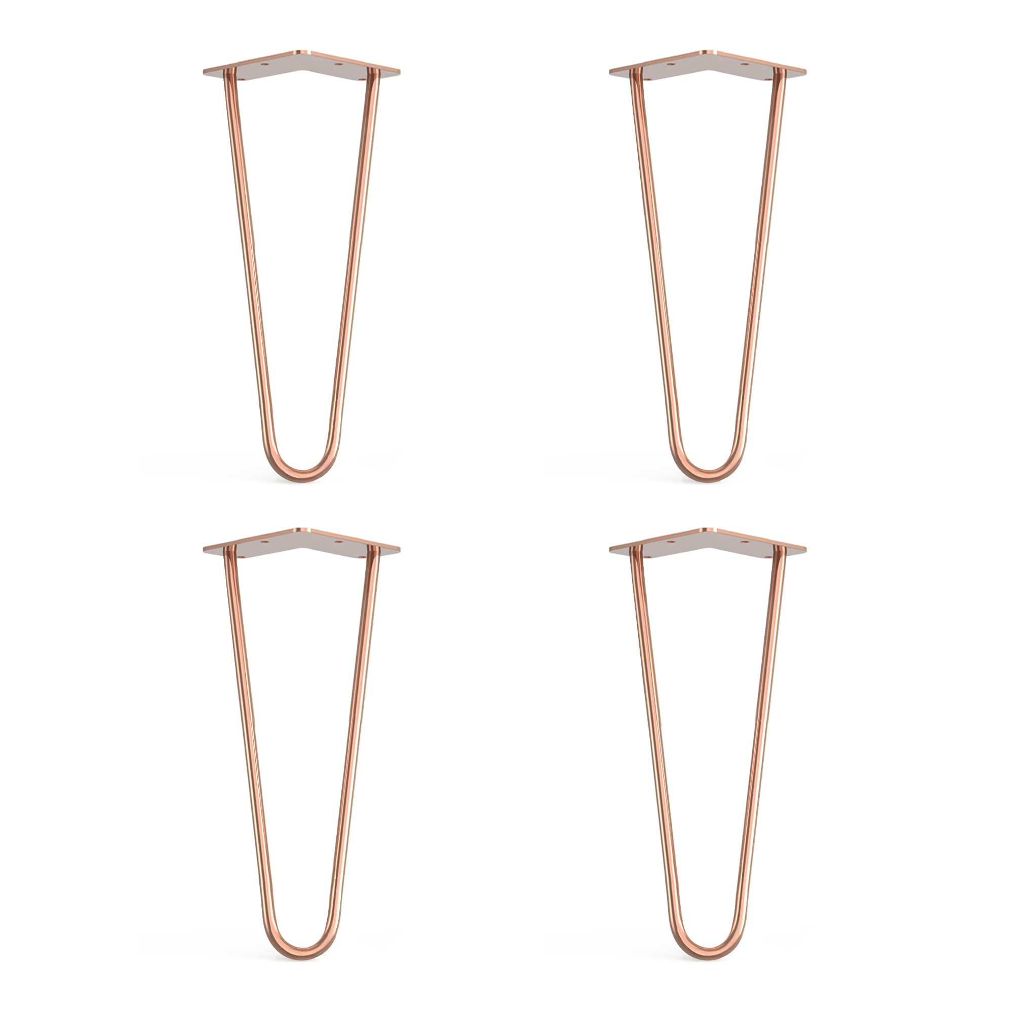Dt Ironcraft Ross Gold (Copper) 4 X Hairpin Legs With Floor Protector Feet & Screws - 30Cm 2 Rod / 10Mm, Rose Gold Copper
