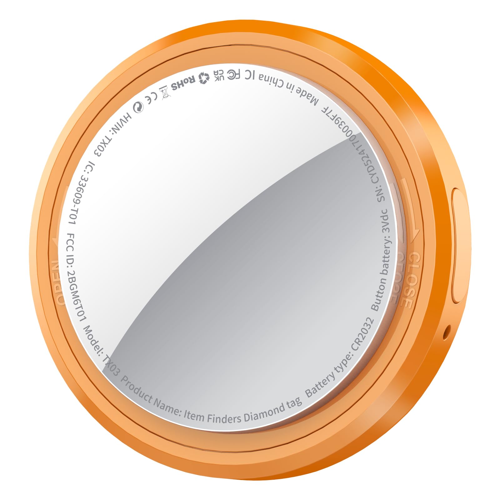 Smart Tracker Tag 1er Pack, Schlüsselfinder KeyFinder Kompatibel mit Apple Wo ist? APP (iOS NUR, Android Not Supported), Bluetooth Key Finder für Gepäck/Taschen/Koffer, Austauschbarer Akku, Orange