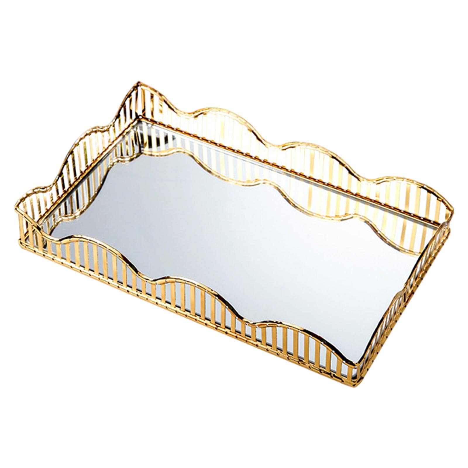Bandeja de espejo de estilo vintage para mesa de café, botella de perfume cosmética, media 31 x 19 x 6 cm