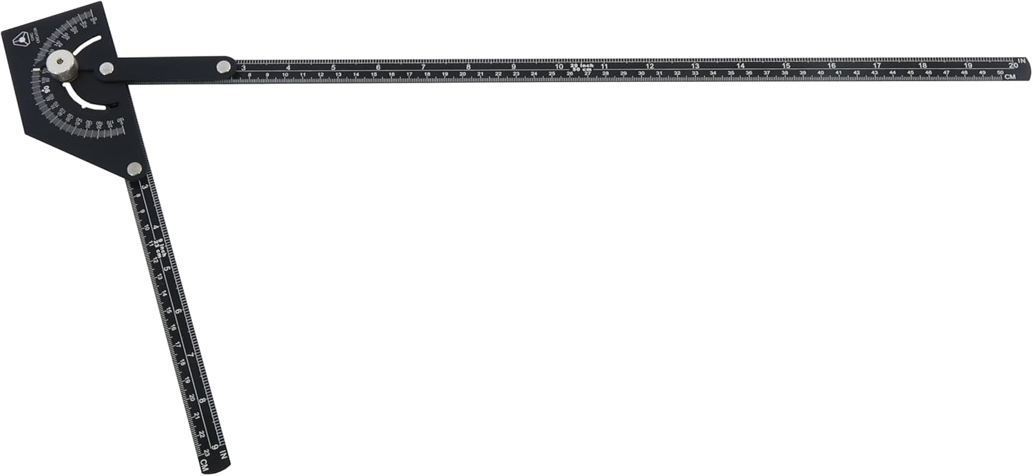 Angle Finder II, Anodized Aluminum Protractor 0-180 degrees, Measures inside or outside angles for tube bending or sheet metal bending and layout, Long 20-inch arm