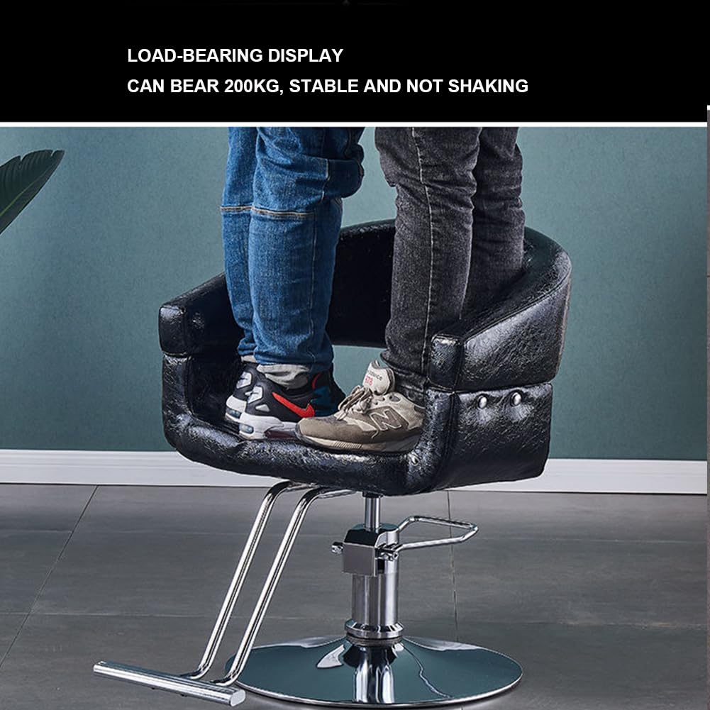 Silla de peluquería Silla de salón para peluquería,Silla de peluquero clásica con giro de 360 grados | Sillón de cuero ajustable en altura para spa de belleza para peluquería, tienda de tatuajes, L