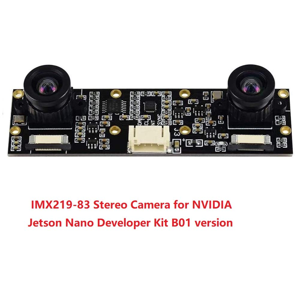 waveshare IMX219-83 Stereo Camera 3280 × 2464 Resolution 8 Megapixels Dual IMX219 Binocular Camera Compatible with Jetson Nano Developer Kit B01, CM3/CM3+ Expansion Board for AI Vision Applications