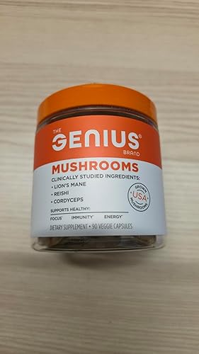 Miniatura 8 de Genius Mushroom  Melena de león Cordyceps y Reishi  Mejorador del sistema inmunitario y suplemento cerebral nootrópico  Fórmula de bienestar que