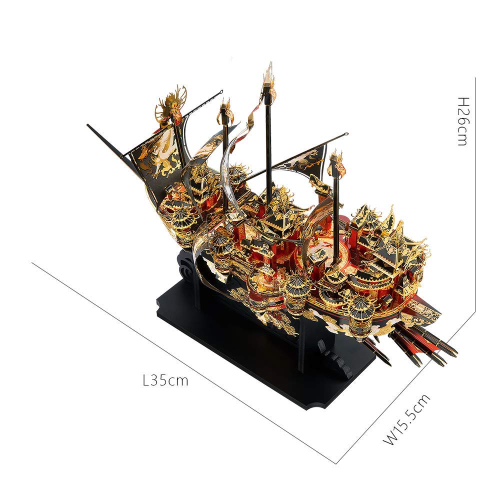 Piececool 3D Puzzle Metall Piratenschiff Wind und Wellen, 3D Metall Puzzle Segelboot Schiffsset, Modell Schiffs für 340 Edelstahl, Extra Groß, Geburtstagsgeschenk, Modellbausatz Erwachsene, 709 Teile
