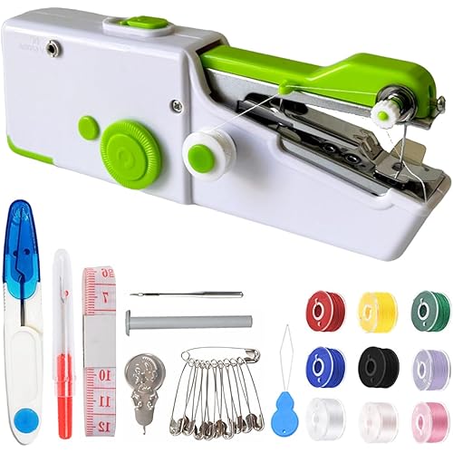 Handheld Sewing Machine,Mini Sewing Machine for Adults Fast Stitching with Sewing Kits Suitable for Home,Travel,DIY (Green)