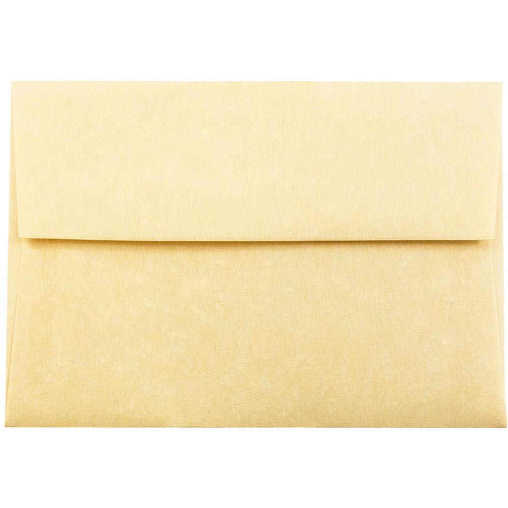 JAM PAPER 4Bar A1 Parchment Invitation Envelopes - 3 5/8 x 5 1/8 - Antique Gold Recycled - 50/Pack
