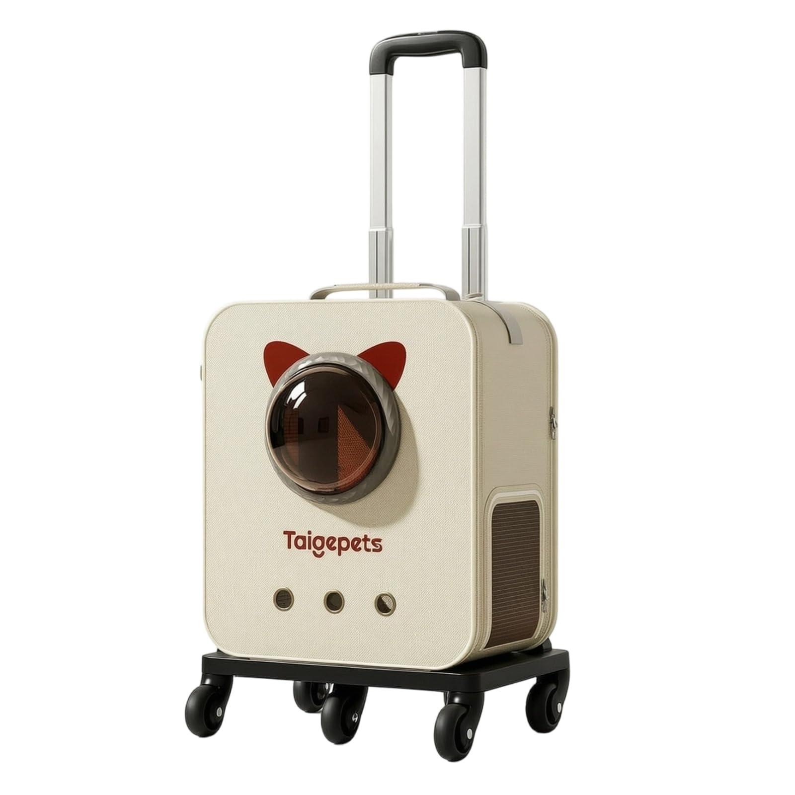 Mochila de transporte para gatos con ruedas giratorias y base plegable