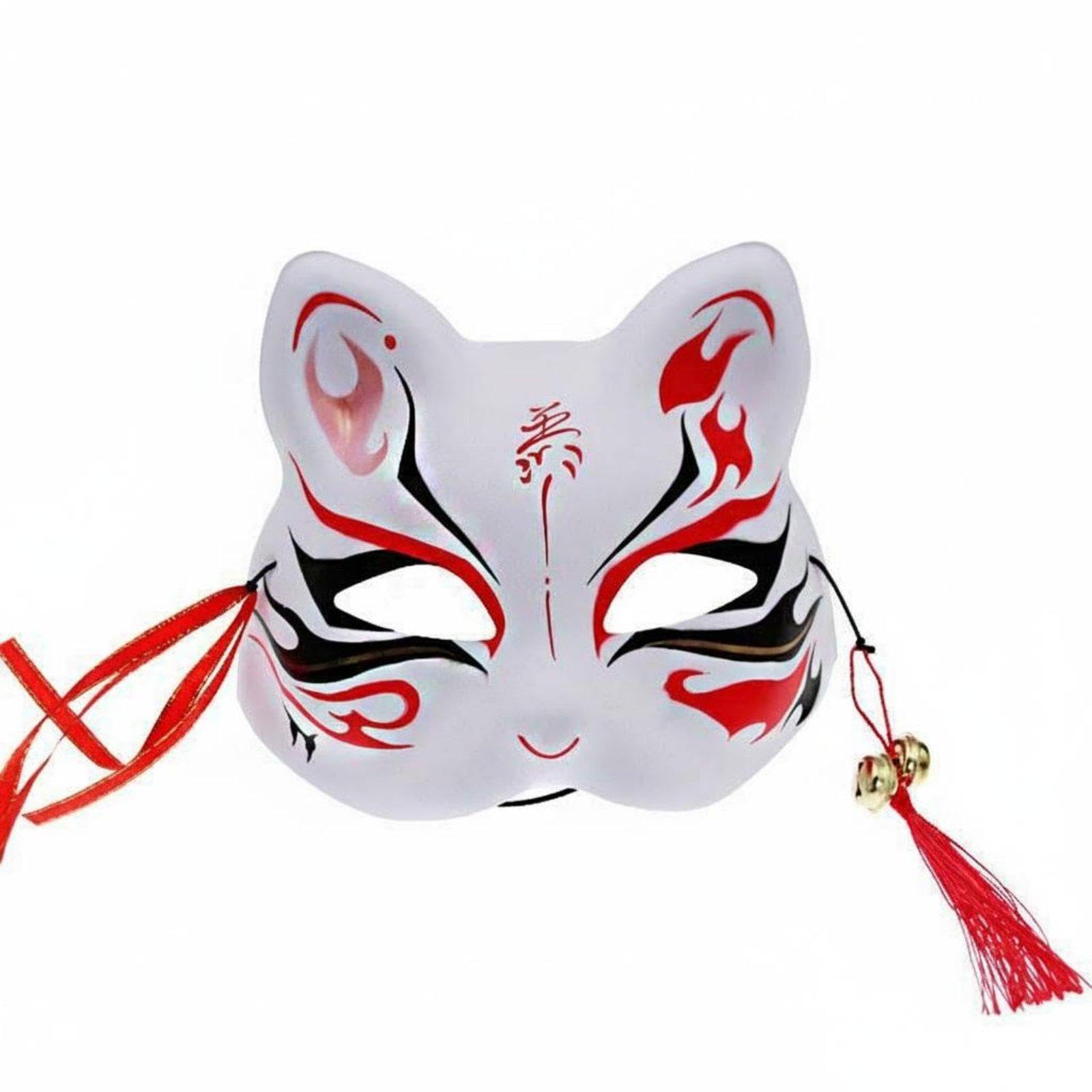Japanese Canine Face Covering Cute Design Kitsune Face Covering Adjustable Elastic Strap for Cosplayers, Anime Fans, Themed Parties Cat-flower Fairy|Clothing, Shoes & Accessories-image-29