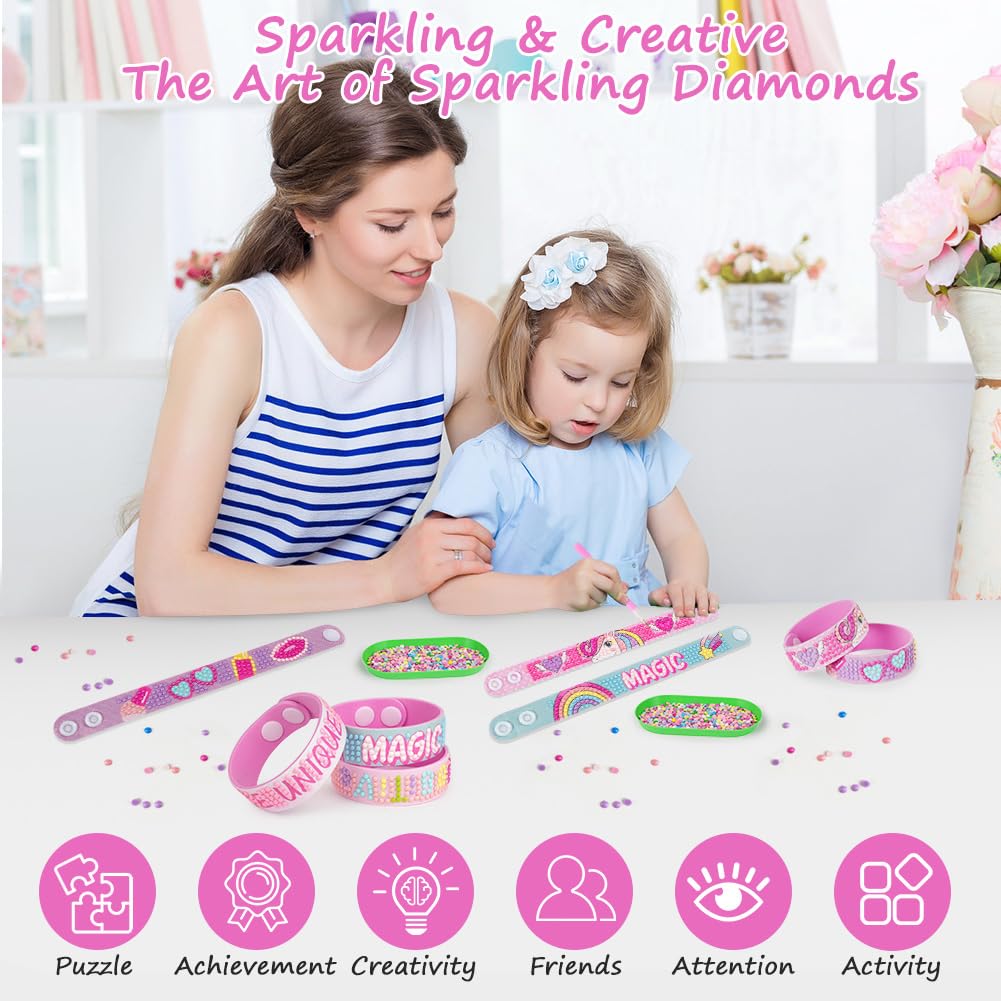 AUAUY Diamond Painting Bracelet, 6PCS DIY Diamond Art Bracelet Kit, DIY Diamond Wristbands Mosaics Stickers Kit - Image 2