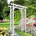 VINGLI Garden Arbor, PVC Wedding Arch for Ceremony Party, Garden Trellis for Climbing Plants Outdoor, Arch Backdrop Stand for Garden, Backyard, Lawn, Wedding
