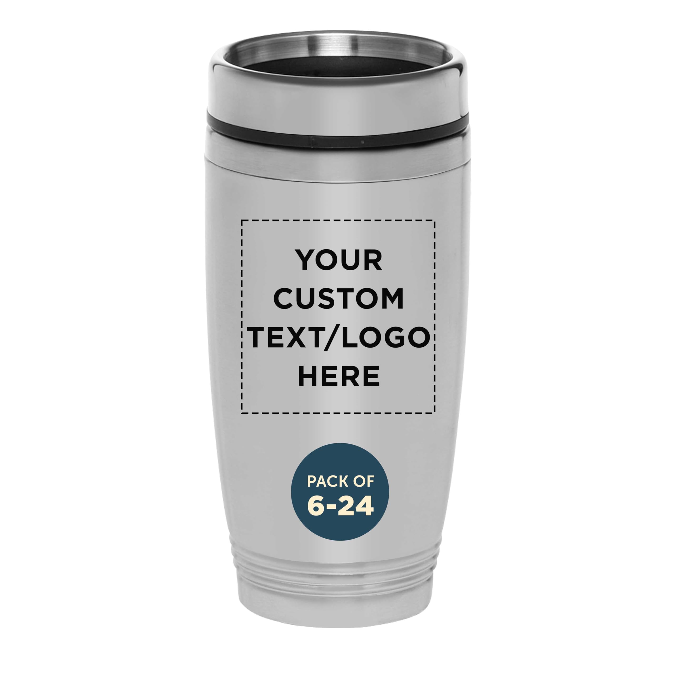 DISCOUNT PROMOS Custom Stainless Steel Tumblers 16 oz Set of 6 12 24 Personalized Bulk Pack Perfect for
