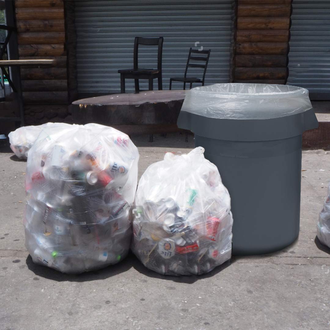 Clear Trash Bags, 33 Gallon, (Value Pack 100 Count w/Ties) Large