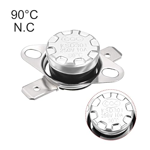 Miniatura 60 de uxcell KSD301 Termostato 221.0 °F/221 ° F 10 A Normalmente Cerrado N.C Ajuste Snap Disc Interruptor de temperatura para microondas, horno, cafeteras