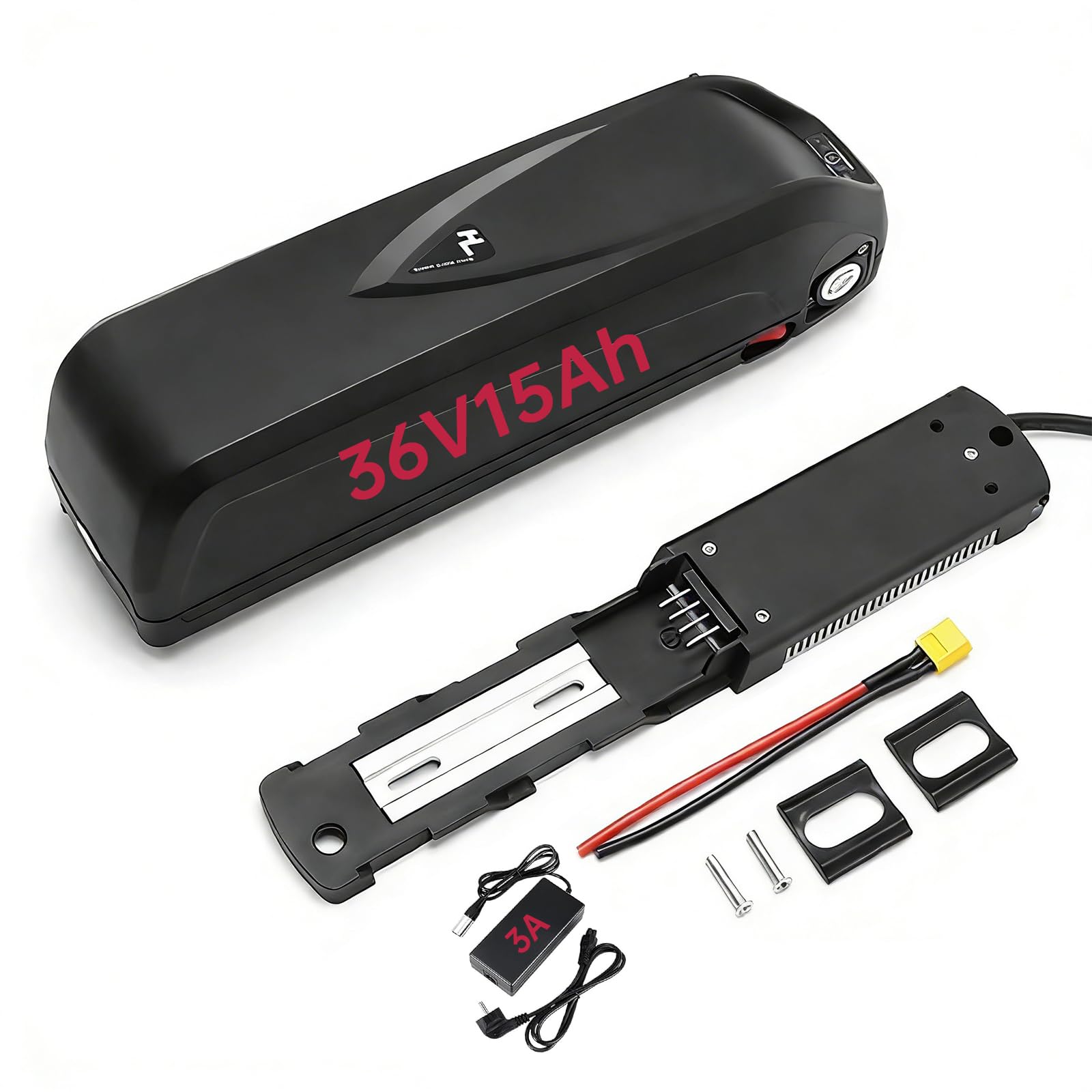 Hailong Ebike battery 36V/48V 13Ah/15Ah/17.5Ah/18Ah for 36V/48V 250W 350W 500W 750W 1000W motor fits on Down Tube with charger with BMS (36V 15AH)