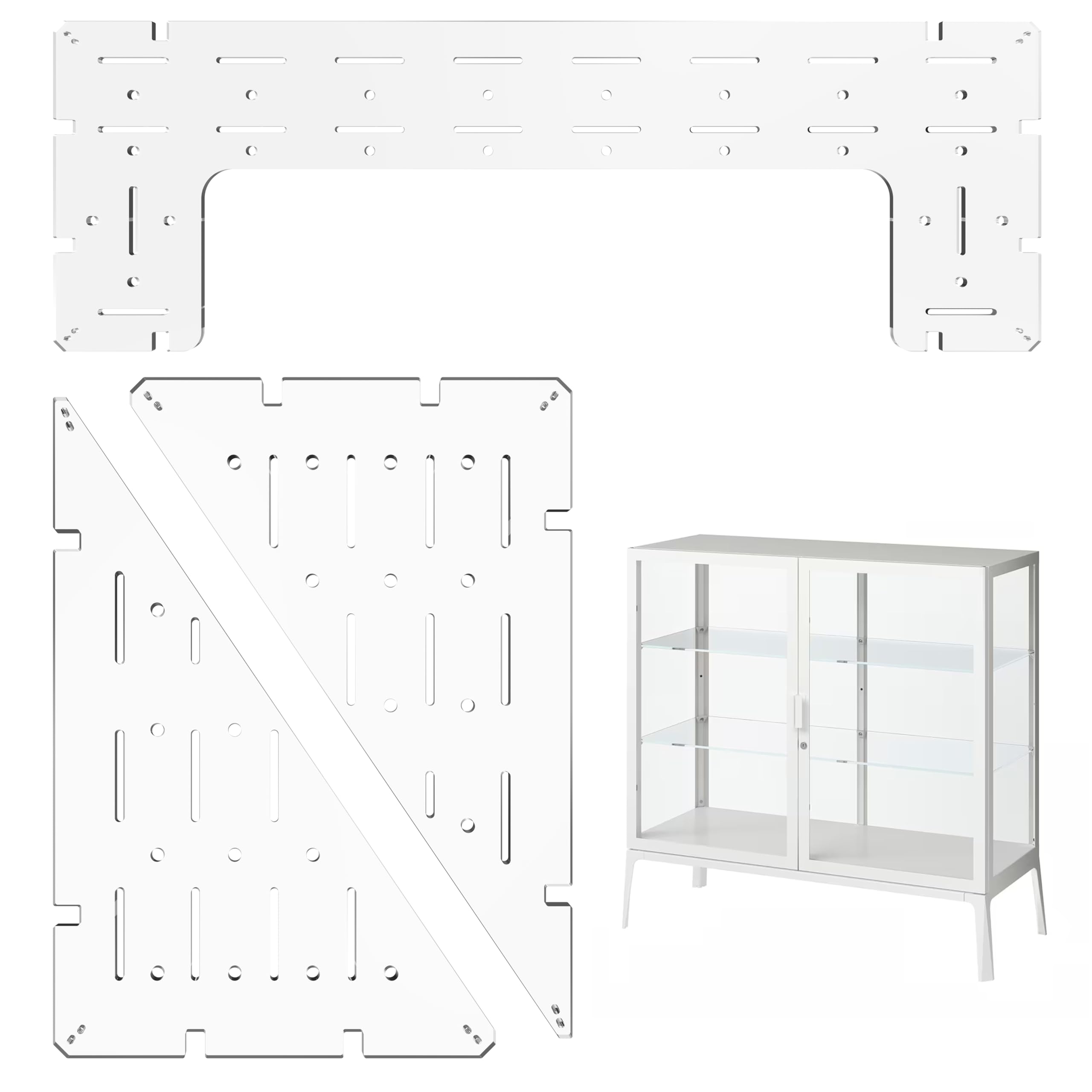 LUVCOSY Acrylic Shelf for Milsbo Short Greenhouse Cabinet- 8mm Thick, Clear Acrylic Plant Corner Shelves Compatible with Wide Milsbo Glass Cabinet, Milsbo Cabinet Accessories - 3 Pack Combo Set-image-46