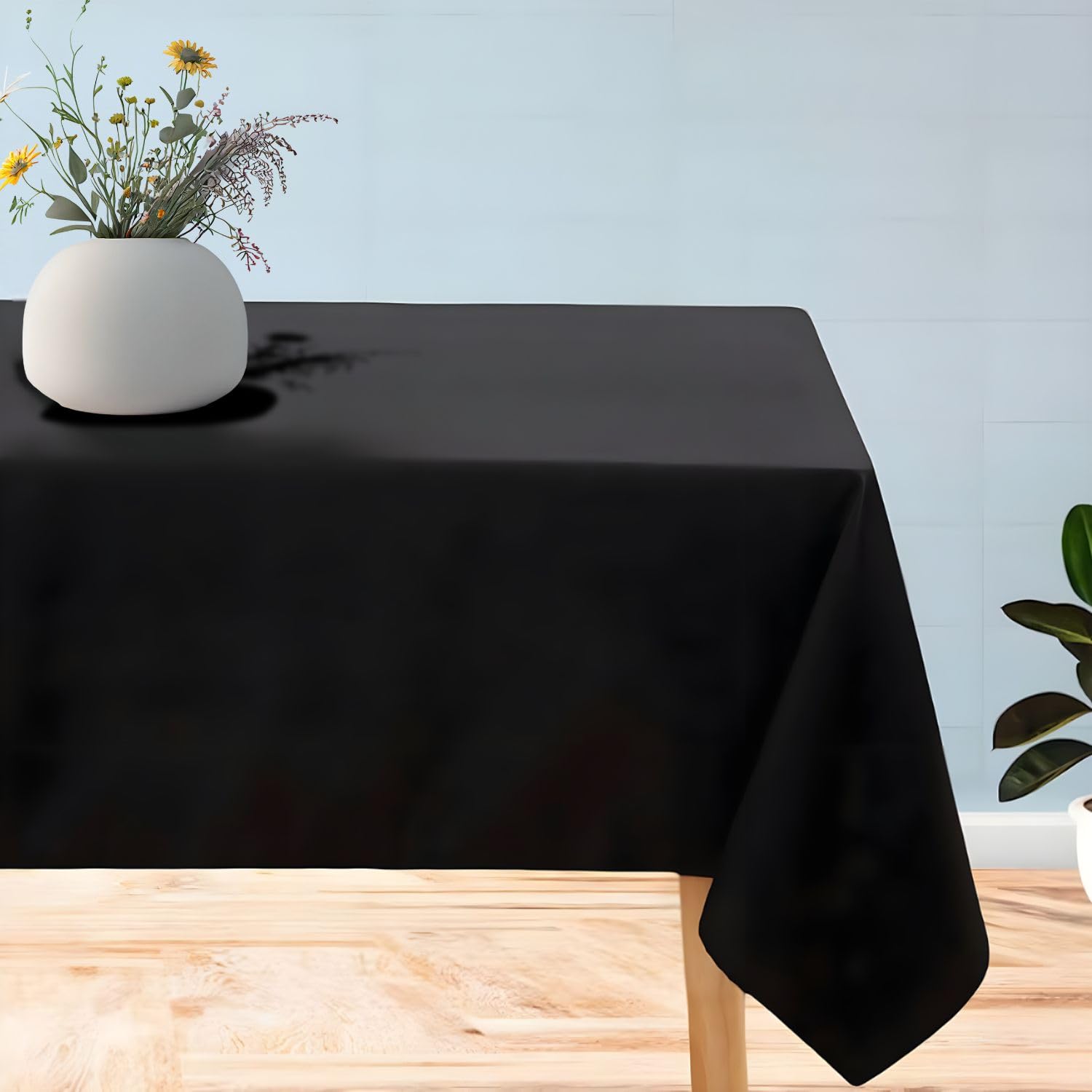 NEWISHER Mantel Cuadrado Ajustable Para Mesa De Cóctel, Color Negro, De Elastano, Elástico, 86 X 86