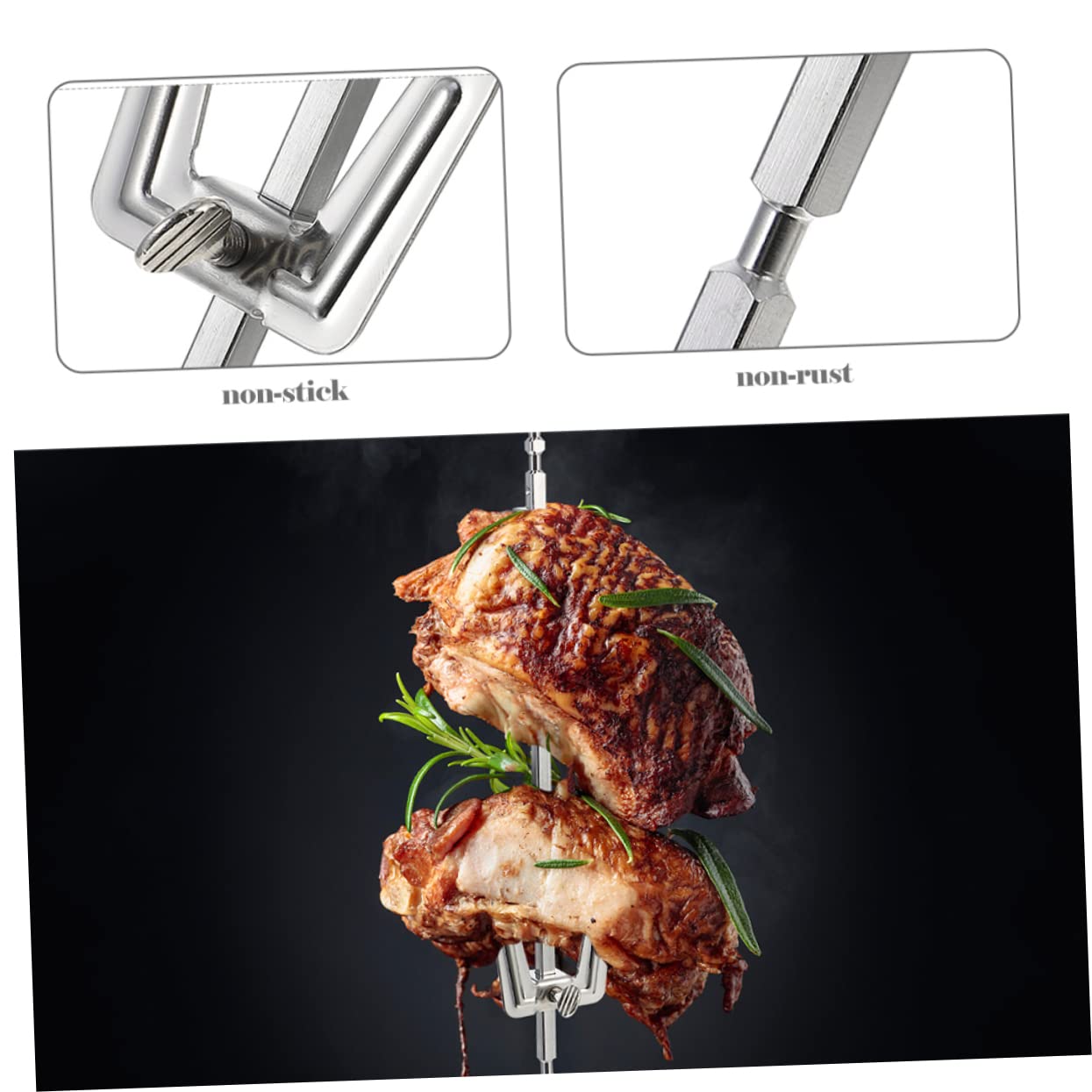 3pezzi Forchette Rotanti Per Bbq Acciaio Inossidabile Utensili Versatili Per Friggitrice Ad Aria e Forno Elettrico Resistenti Al Calore Per Feste e Ristoranti