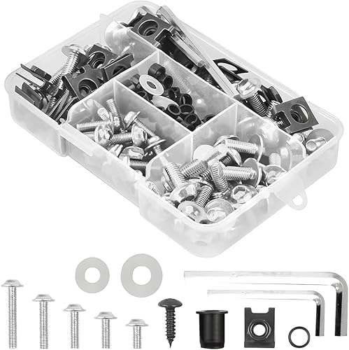 Kit de pernos de carenado de motocicleta, 177 tornillos para parabrisas de motocicleta M5 M6, tornillos de fijación coloridos para carenado, tuercas