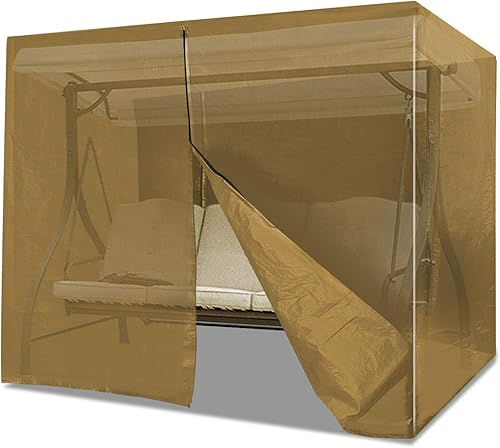 BenefitUSA Cubierta de columpio de hamaca de 3 plazas para muebles de exterior, protector protector para porche (bronceado)