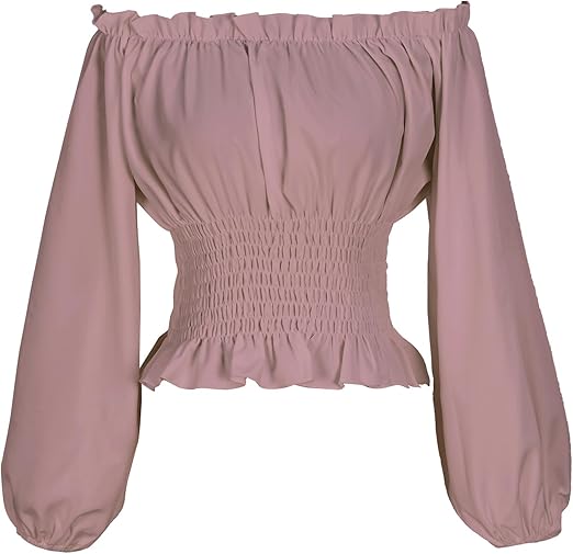 Womens Renaissance Blouse Peasant Off Shoulder Tops Pirate Long Sleeve Peasant Blouse