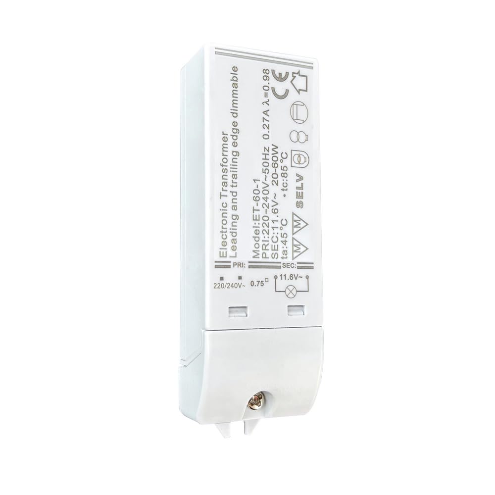 TIBELEC 203230 Electronic Transformer for Halogen Lamps 12 V 60 W Maxi, White