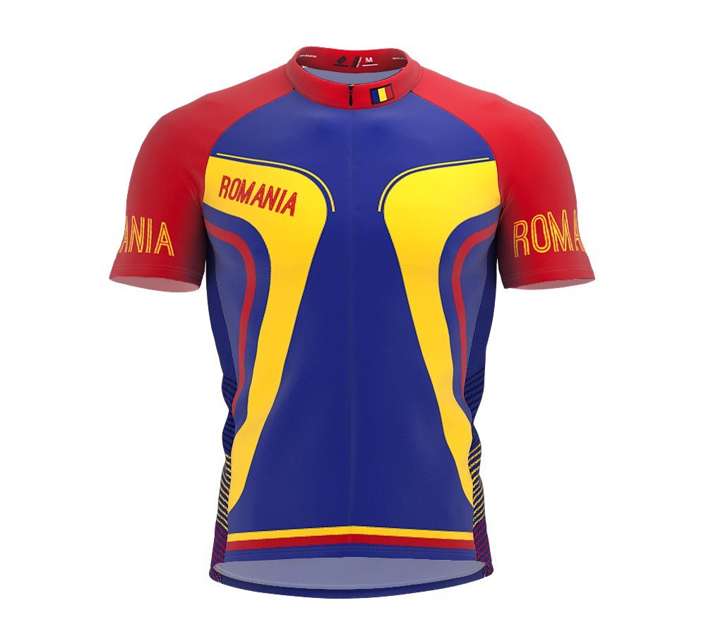 ScudoPro Romania Full Zipper Bike Short Sleeve Cycling Jersey for Men - Size M Multicolored